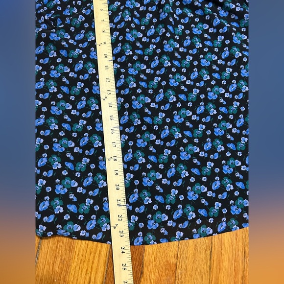 J Crew Factory Shirt Womens Small Floral Mock Neck Blouse Top Cottage Blue - Picture 9 of 12